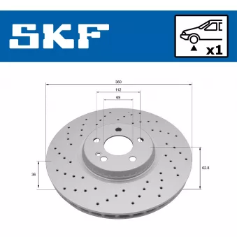Jeu de 2 disques de frein avant SKF VKBD 81384 V1