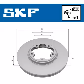 Jeu de 2 disques de frein avant SKF VKBD 81389 V1