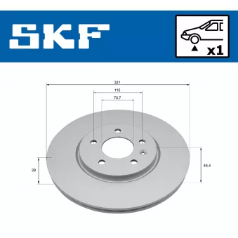 Jeu de 2 disques de frein avant SKF VKBD 81394 V1