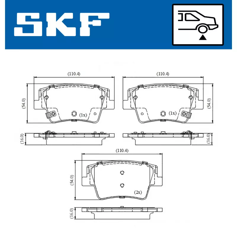 Jeu de 4 plaquettes de frein avant SKF VKBP 91434 A - Visuel 1