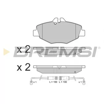 Jeu de 4 plaquettes de frein avant BREMSI