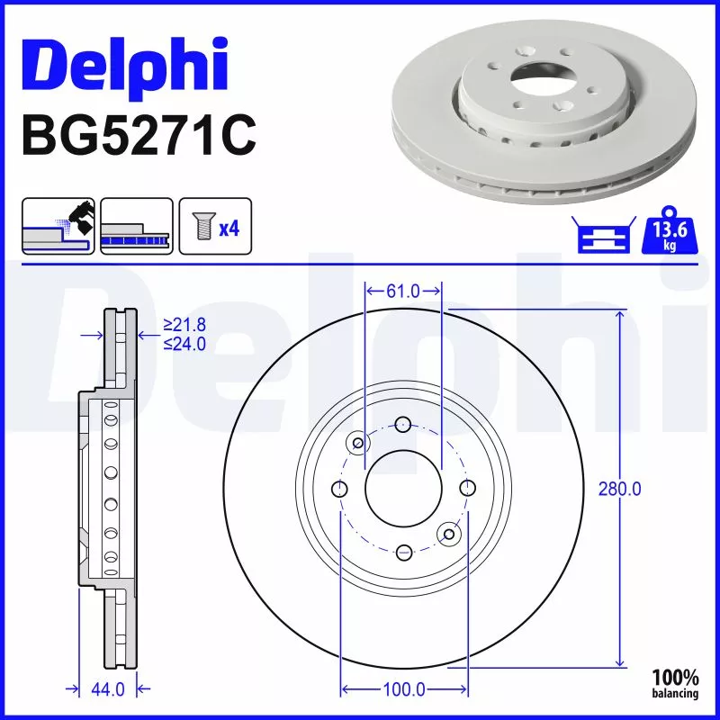 Jeu de 2 disques de frein avant DELPHI BG5271C