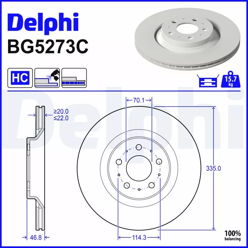 Jeu de 2 disques de frein arrière DELPHI BG5273C