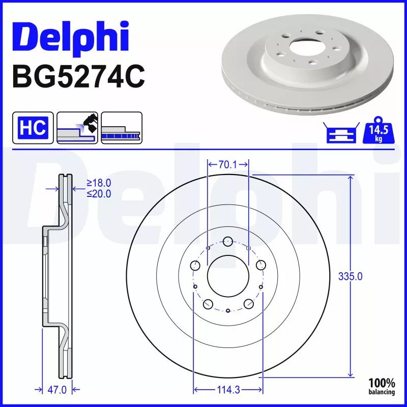 Jeu de 2 disques de frein arrière DELPHI BG5274C