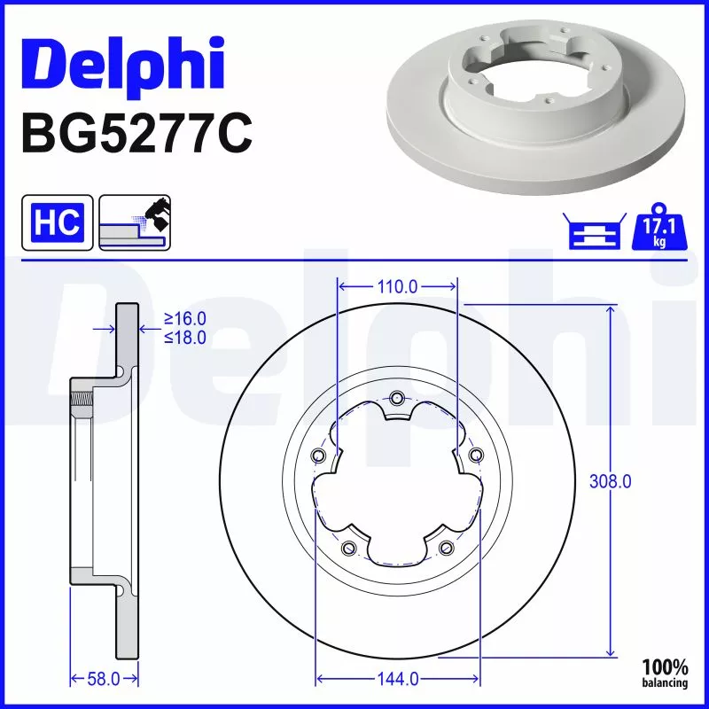 Jeu de 2 disques de frein arrière DELPHI BG5277C
