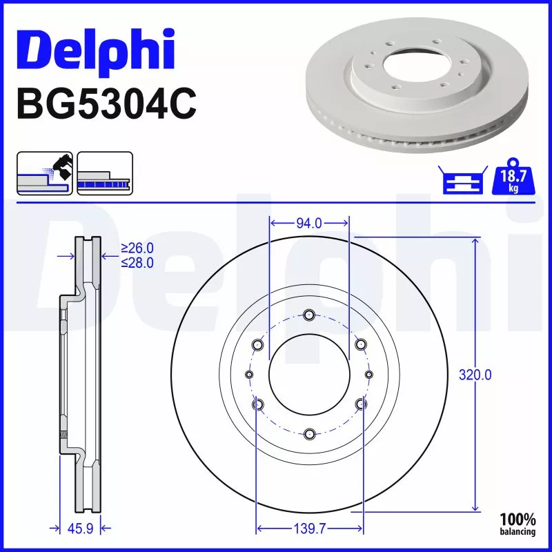 Jeu de 2 disques de frein avant DELPHI BG5304C