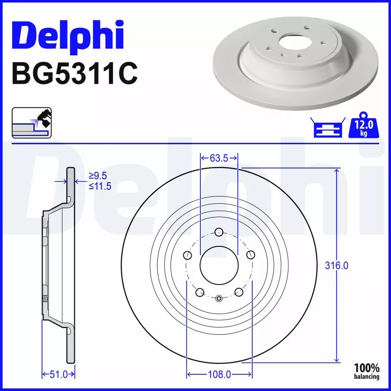Jeu de 2 disques de frein avant DELPHI BG5311C