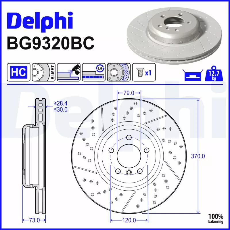Jeu de 2 disques de frein avant DELPHI BG9320BC