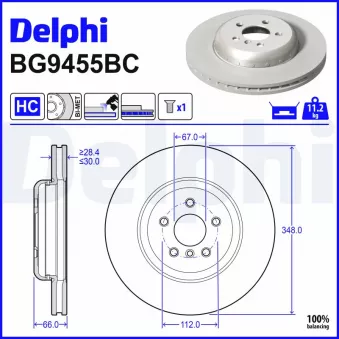 Jeu de 2 disques de frein avant DELPHI BG9455BC