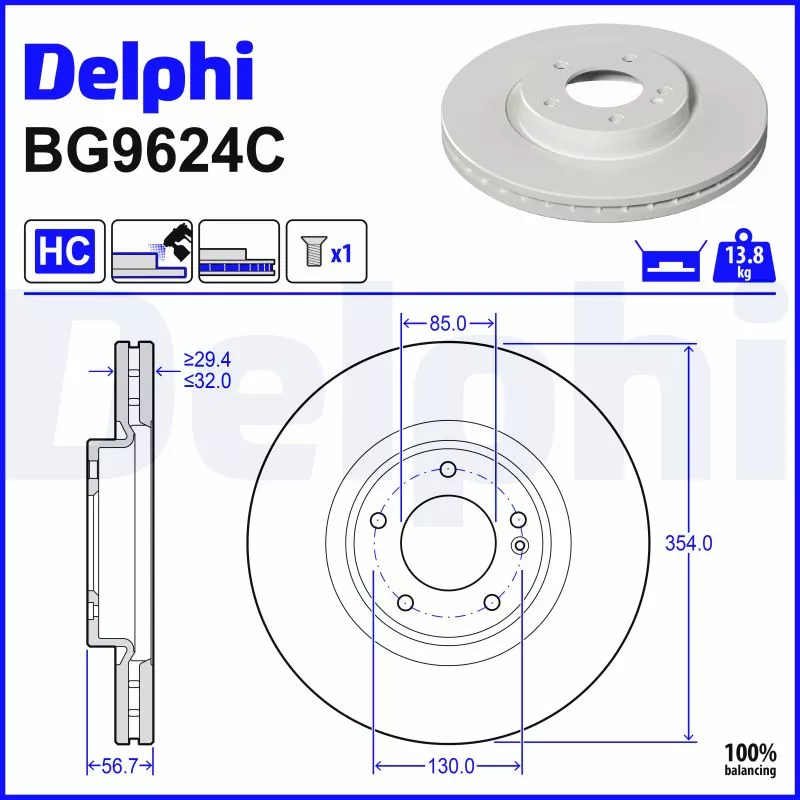 Jeu de 2 disques de frein avant DELPHI BG9624C
