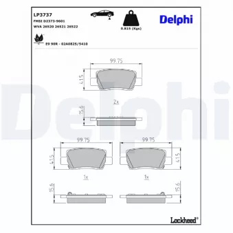 Jeu de 4 plaquettes de frein avant DELPHI