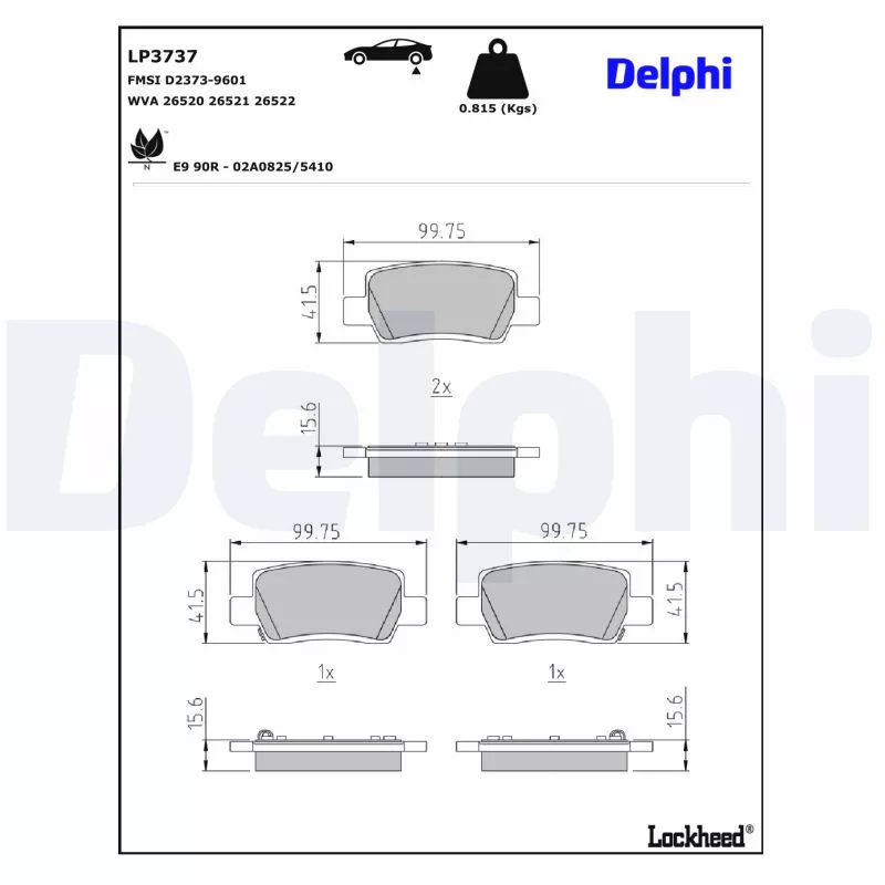 Jeu de 4 plaquettes de frein avant DELPHI LP3737