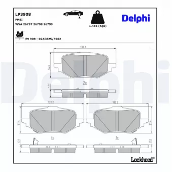 Jeu de 4 plaquettes de frein arrière DELPHI