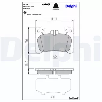 Jeu de 4 plaquettes de frein avant DELPHI