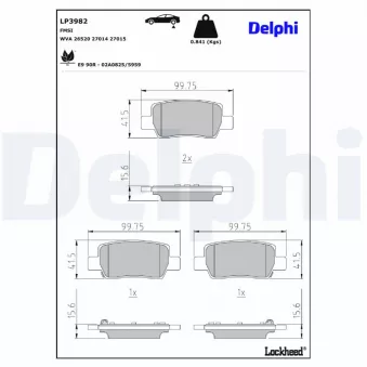 Jeu de 4 plaquettes de frein avant DELPHI