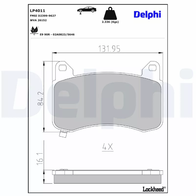 Jeu de 4 plaquettes de frein avant DELPHI LP4011