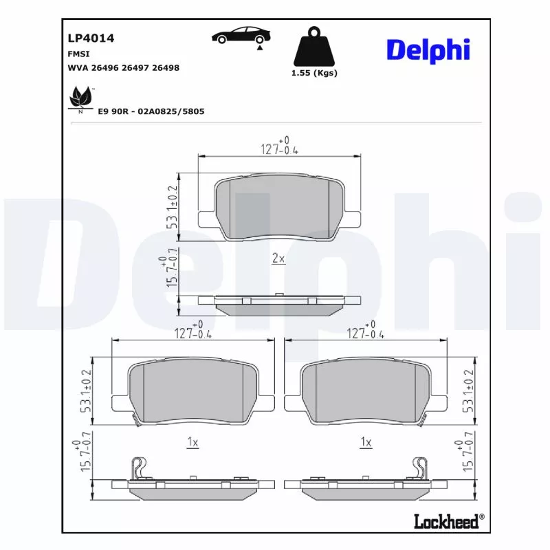 Jeu de 4 plaquettes de frein avant DELPHI LP4014