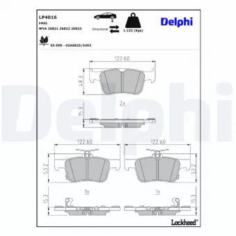 Jeu de 4 plaquettes de frein avant DELPHI