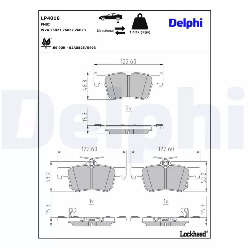 Jeu de 4 plaquettes de frein avant DELPHI LP4016
