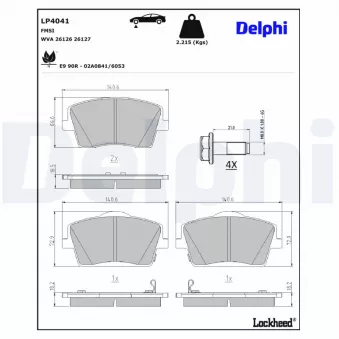 Jeu de 4 plaquettes de frein avant DELPHI