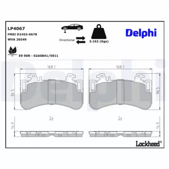 Jeu de 4 plaquettes de frein avant DELPHI