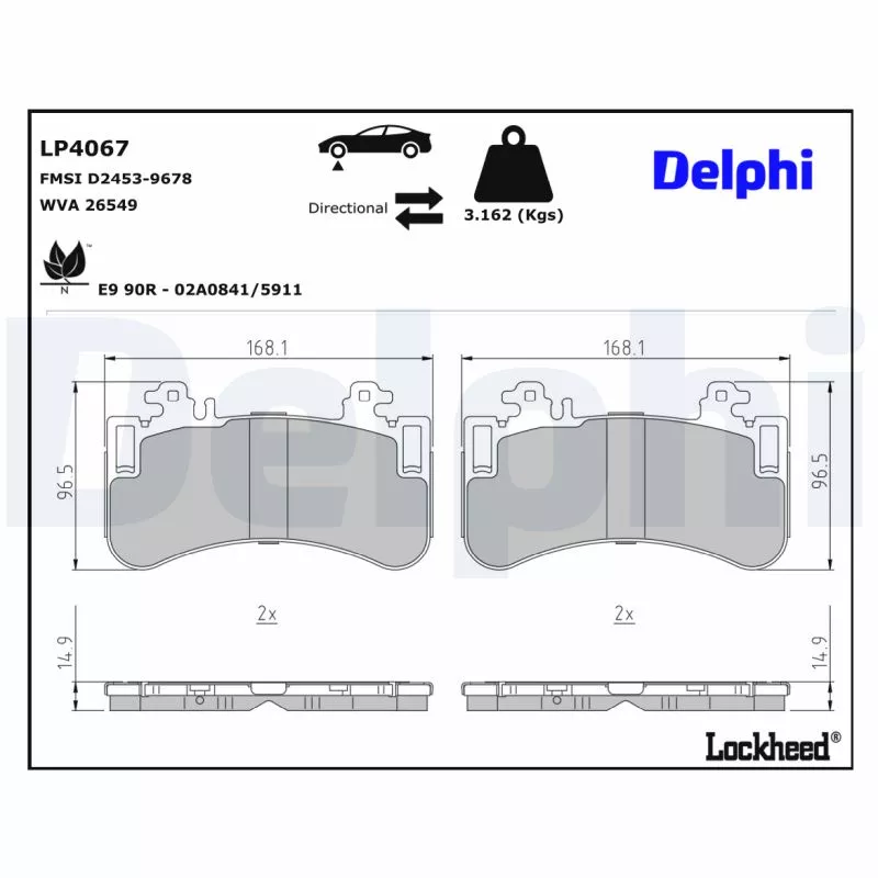 Jeu de 4 plaquettes de frein avant DELPHI LP4067