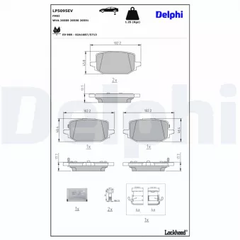 Jeu de 4 plaquettes de frein avant DELPHI