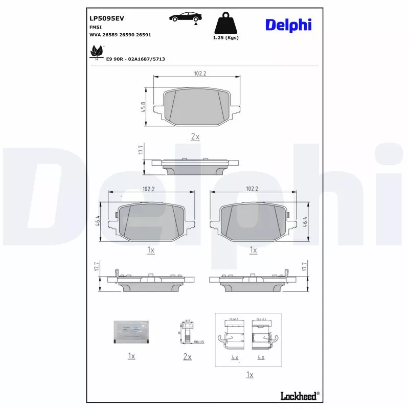 Jeu de 4 plaquettes de frein avant DELPHI LP5095EV