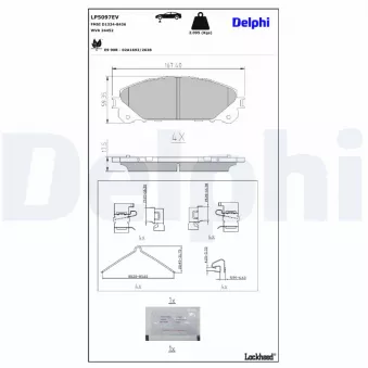 Jeu de 4 plaquettes de frein avant DELPHI