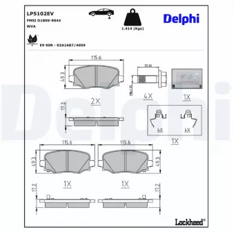 Jeu de 4 plaquettes de frein avant DELPHI