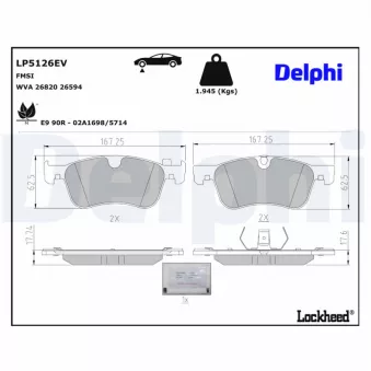 Jeu de 4 plaquettes de frein avant DELPHI
