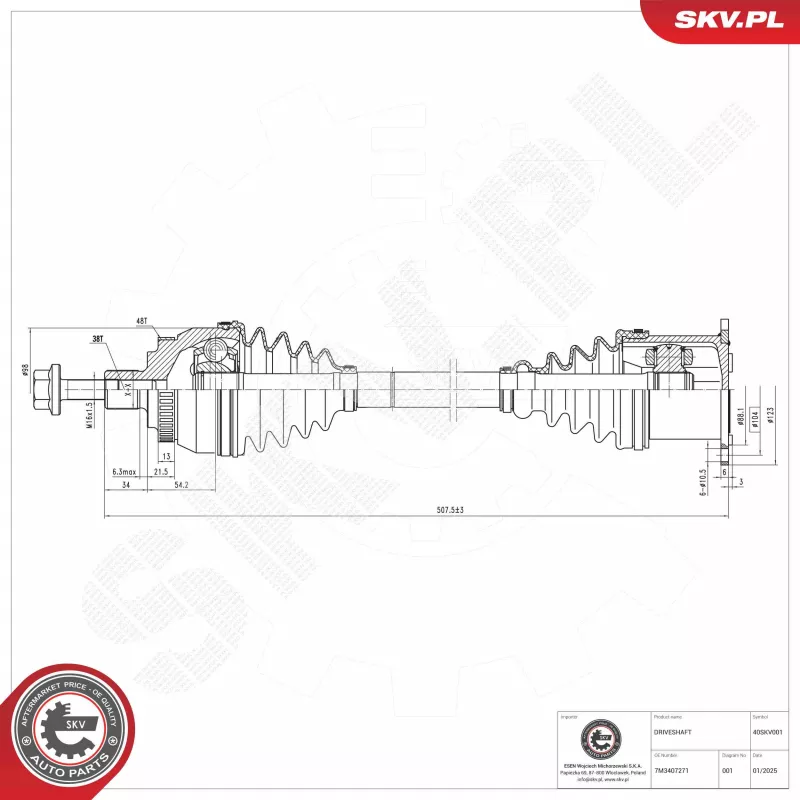 Arbre de transmission ESEN SKV 40SKV001