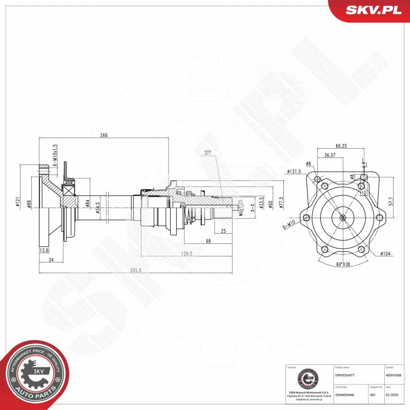 Arbre de transmission ESEN SKV 40SKV008