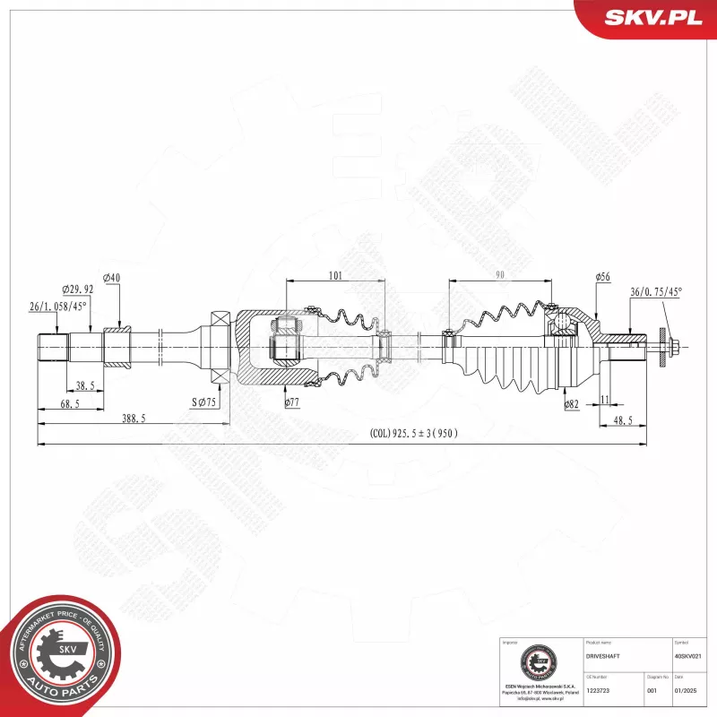 Arbre de transmission ESEN SKV 40SKV021