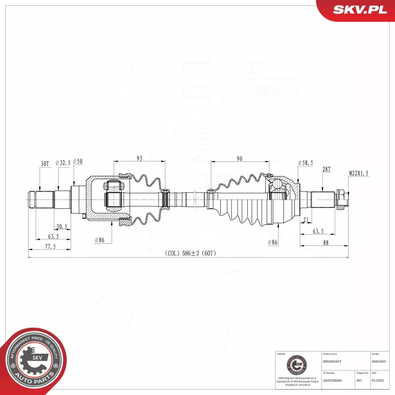 Arbre de transmission ESEN SKV 40SKV031