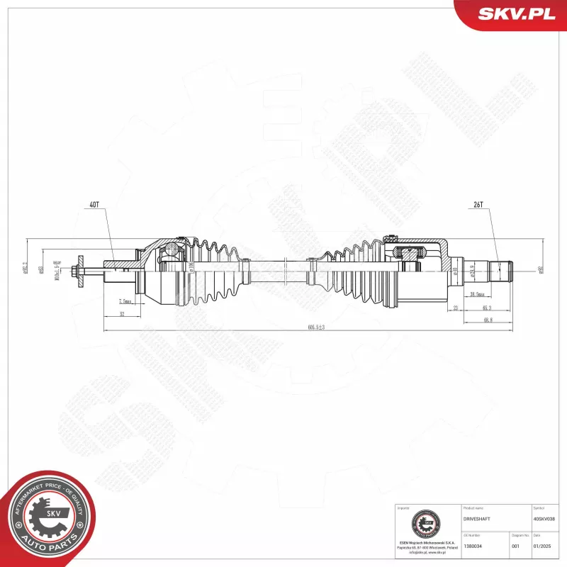 Arbre de transmission ESEN SKV 40SKV038