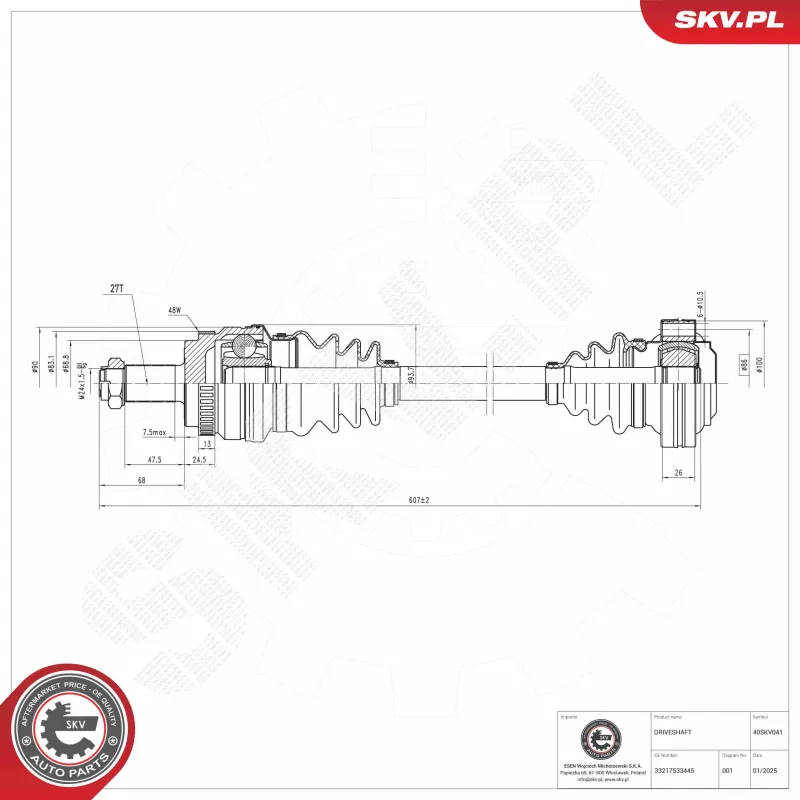 Arbre de transmission ESEN SKV 40SKV041
