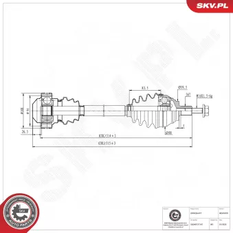 Arbre de transmission avant gauche (à l'unité) ESEN SKV