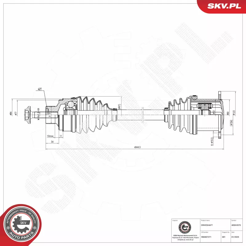 Arbre de transmission ESEN SKV 40SKV075