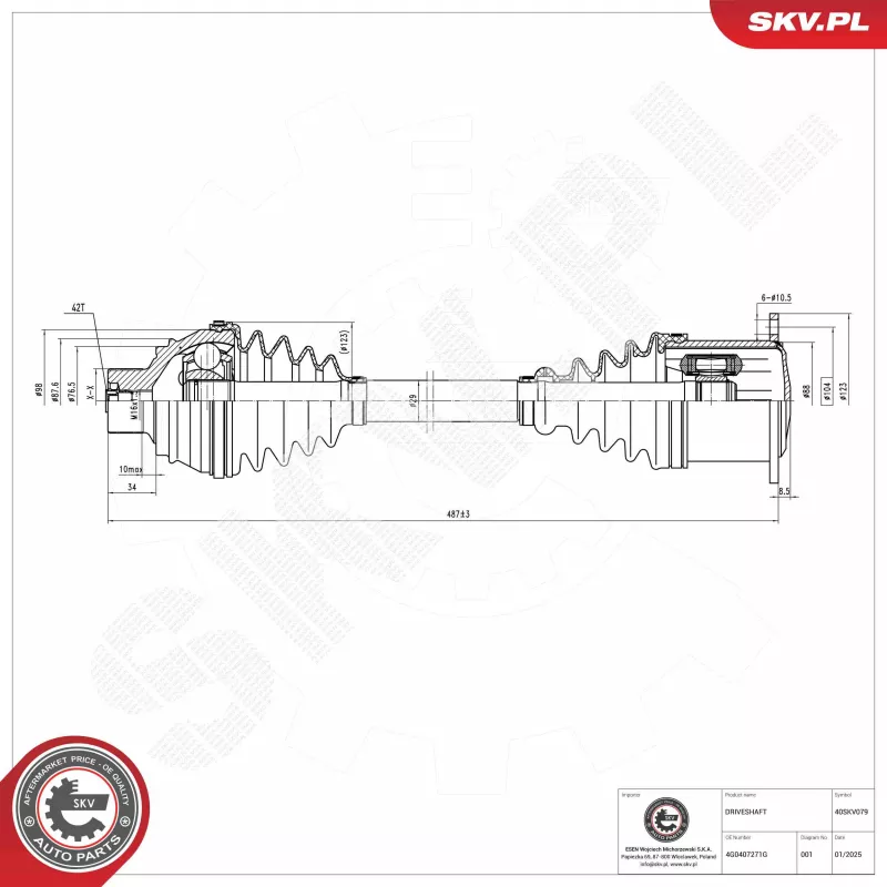Arbre de transmission ESEN SKV 40SKV079