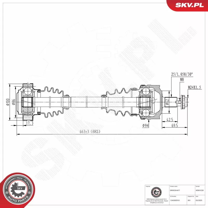 Arbre de transmission ESEN SKV 40SKV228