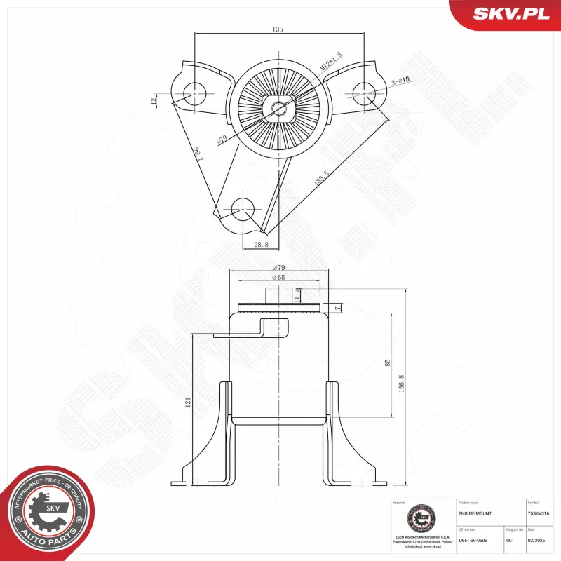Support moteur avant droit ESEN SKV 75SKV316