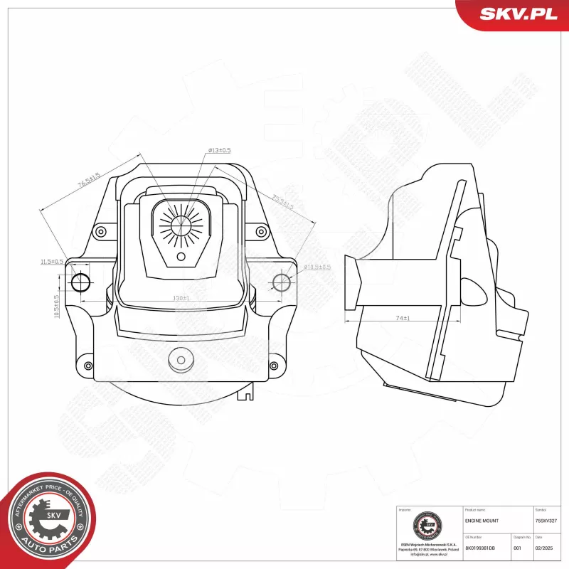 Support moteur ESEN SKV 75SKV327