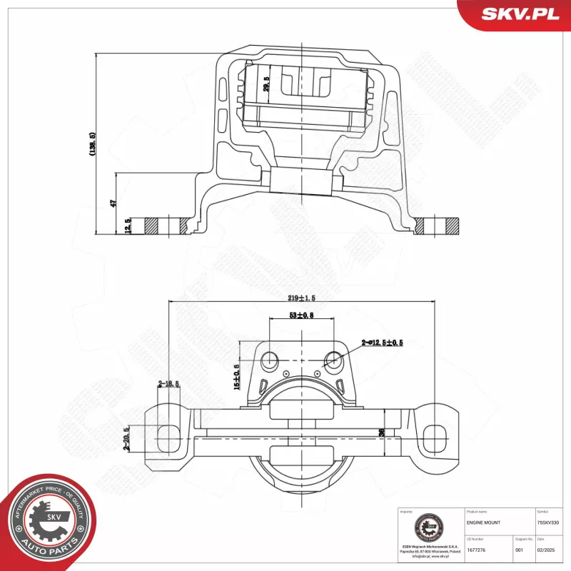 Support moteur avant droit ESEN SKV 75SKV330