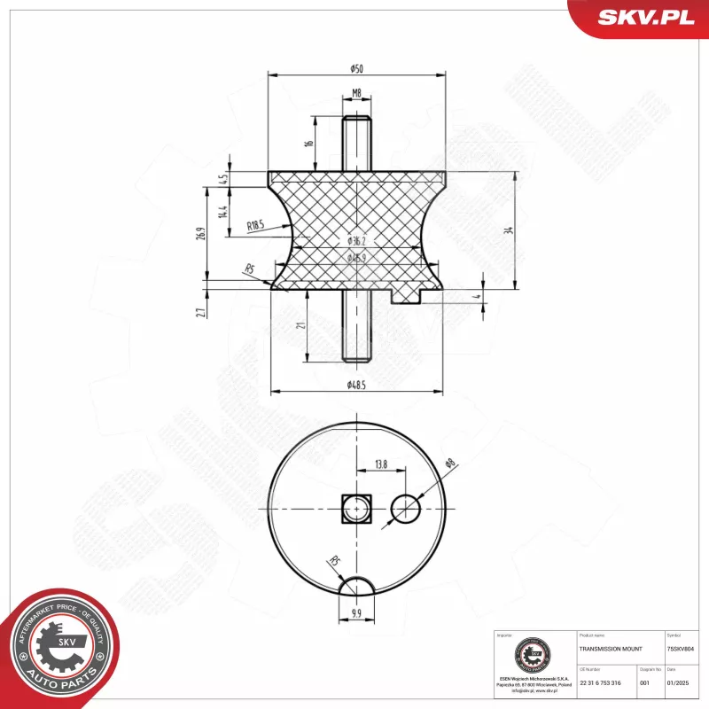 Suspension, boîte automatique ESEN SKV 75SKV804
