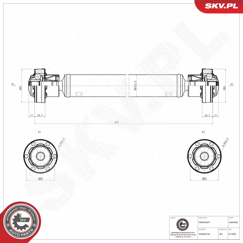 Arbre de transmission ESEN SKV 76SKV003