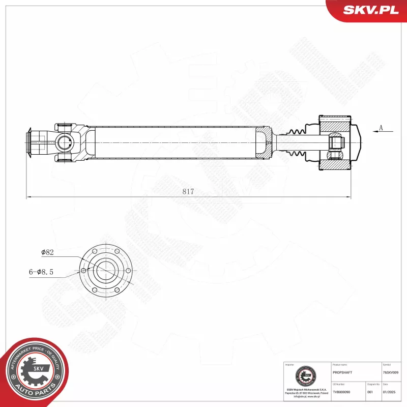 Arbre de transmission ESEN SKV 76SKV009