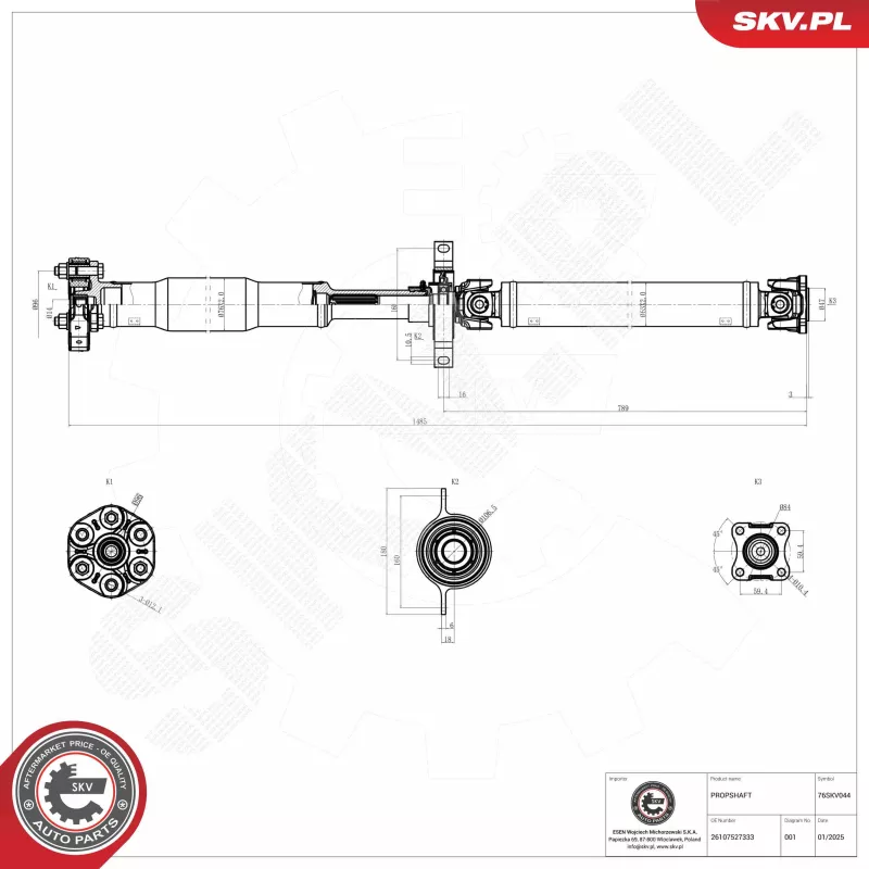 Arbre de transmission ESEN SKV 76SKV044