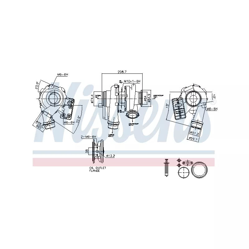 Turbocompresseur, suralimentation NISSENS 93880