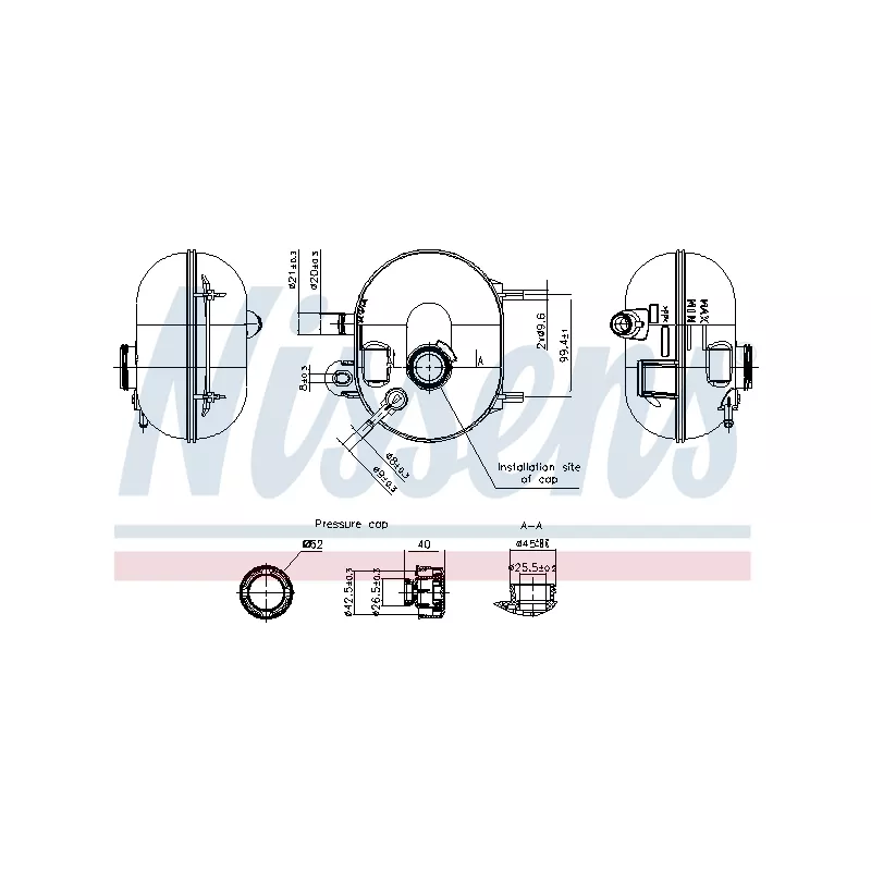 Vase d'expansion, liquide de refroidissement NISSENS 996423